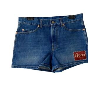 Gucci Dark Blue Denim Patch Shorts